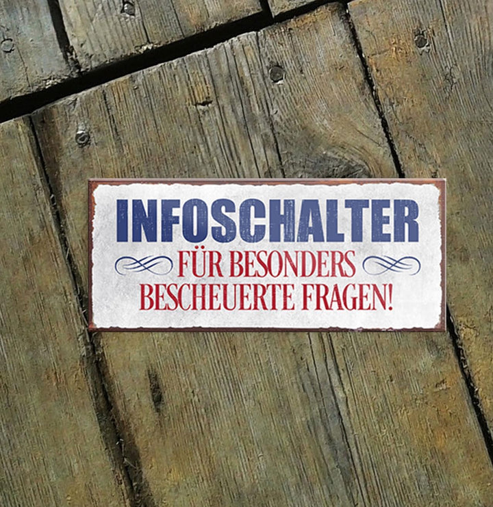 schilderkreis24 – Magnet Lustiger Spruch “Infoschalter..bescheuerte Fragen“ Deko Geschenkidee Mann Frau 9,3x4cm