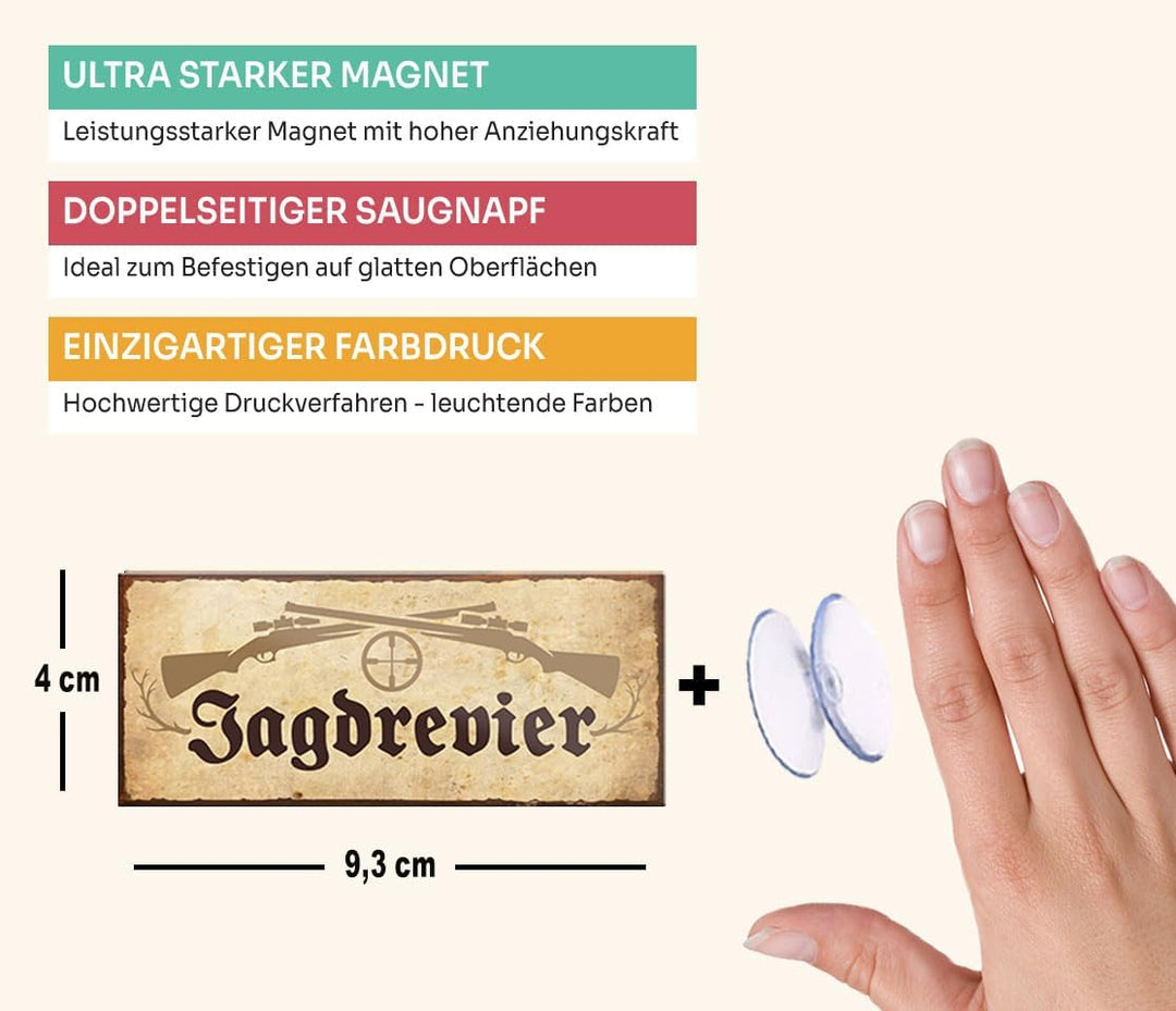 schilderkreis24 – Magnet Lustiger Spruch “Jagdrevier“ Deko Geschenkidee Mann Frau 9,3x4cm