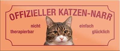 schilderkreis24 – Magnet Lustiger Spruch “Offizieller Katzen-narr“ Deko Geschenkidee Mann Frau 9,3x4cm