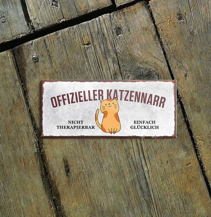 schilderkreis24 – Magnet Lustiger Spruch “Offizieller Katzennarr“ Deko Geschenkidee Mann Frau 9,3x4cm