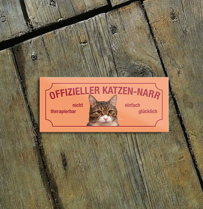 schilderkreis24 – Magnet Lustiger Spruch “Offizieller Katzen-narr“ Deko Geschenkidee Mann Frau 9,3x4cm