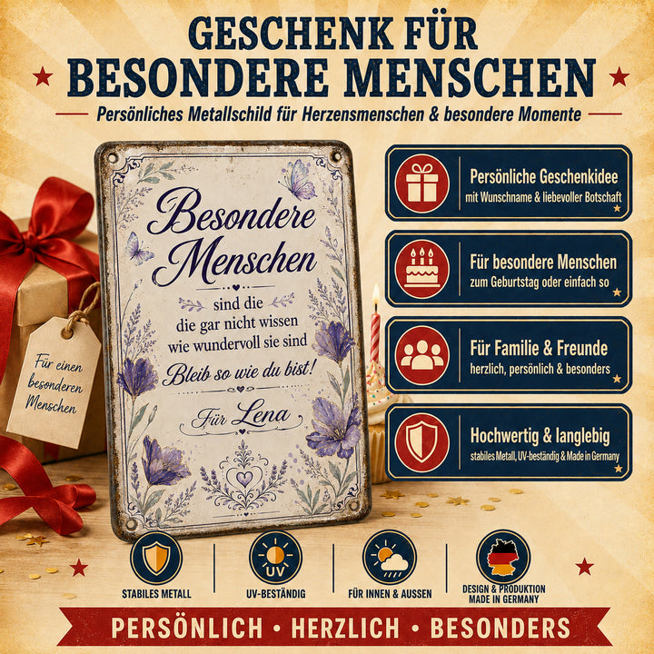 Besondere Menschen – Lavendel &amp; Schmetterlinge – personalisiertes Leotie Metallschild, 20 × 30 cm – Produktabbildung 4