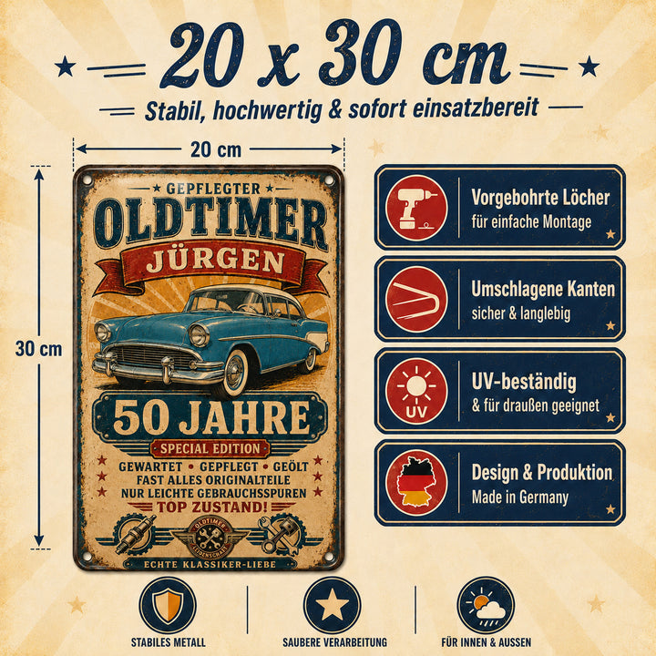 Gepflegter Oldtimer – Echte Klassiker-Liebe – personalisiertes Leotie Metallschild, 20 × 30 cm – Produktabbildung 4