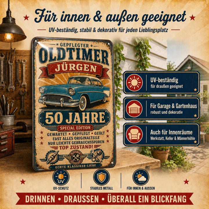 Gepflegter Oldtimer – Echte Klassiker-Liebe – personalisiertes Leotie Metallschild, 20 × 30 cm – Produktabbildung 5