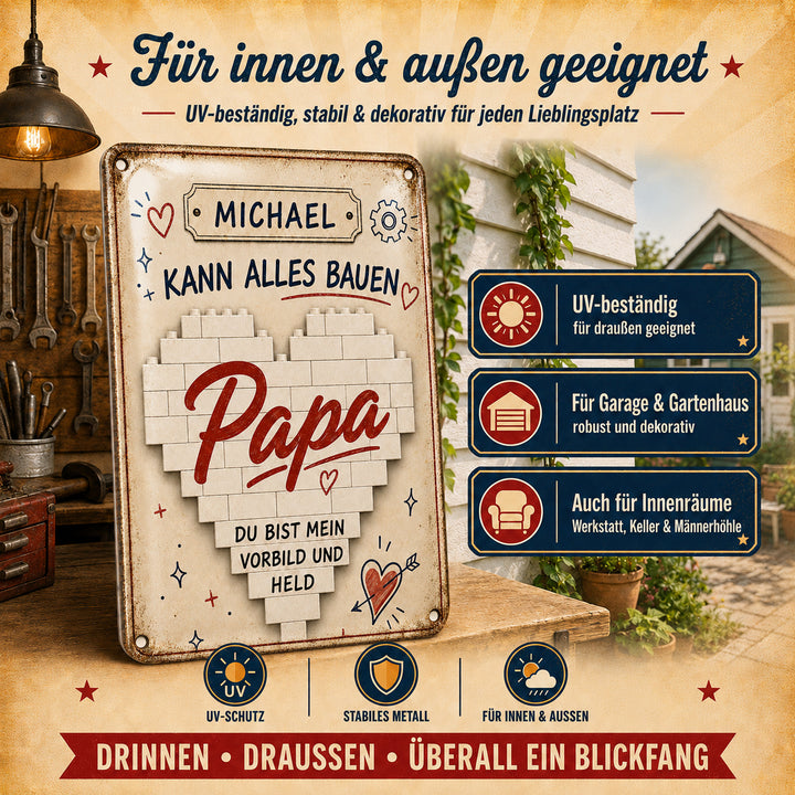 Papa – Du bist mein Vorbild und Held – personalisiertes Leotie Metallschild, 20 × 30 cm – Produktabbildung 2