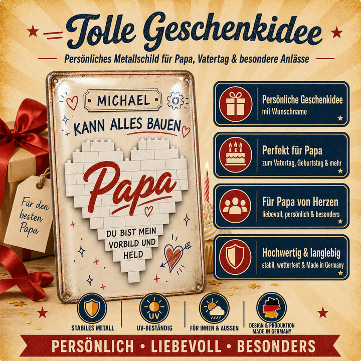 Papa – Du bist mein Vorbild und Held – personalisiertes Leotie Metallschild, 20 × 30 cm – Produktabbildung 4