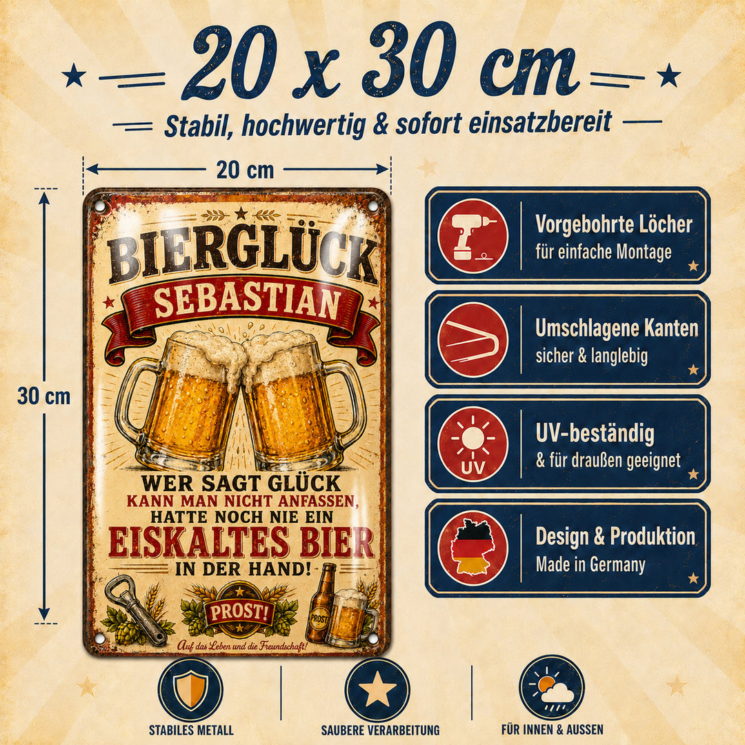 Bierglück – Ein eiskaltes Bier in der Hand – personalisiertes Leotie Metallschild, 20 × 30 cm – Produktabbildung 4