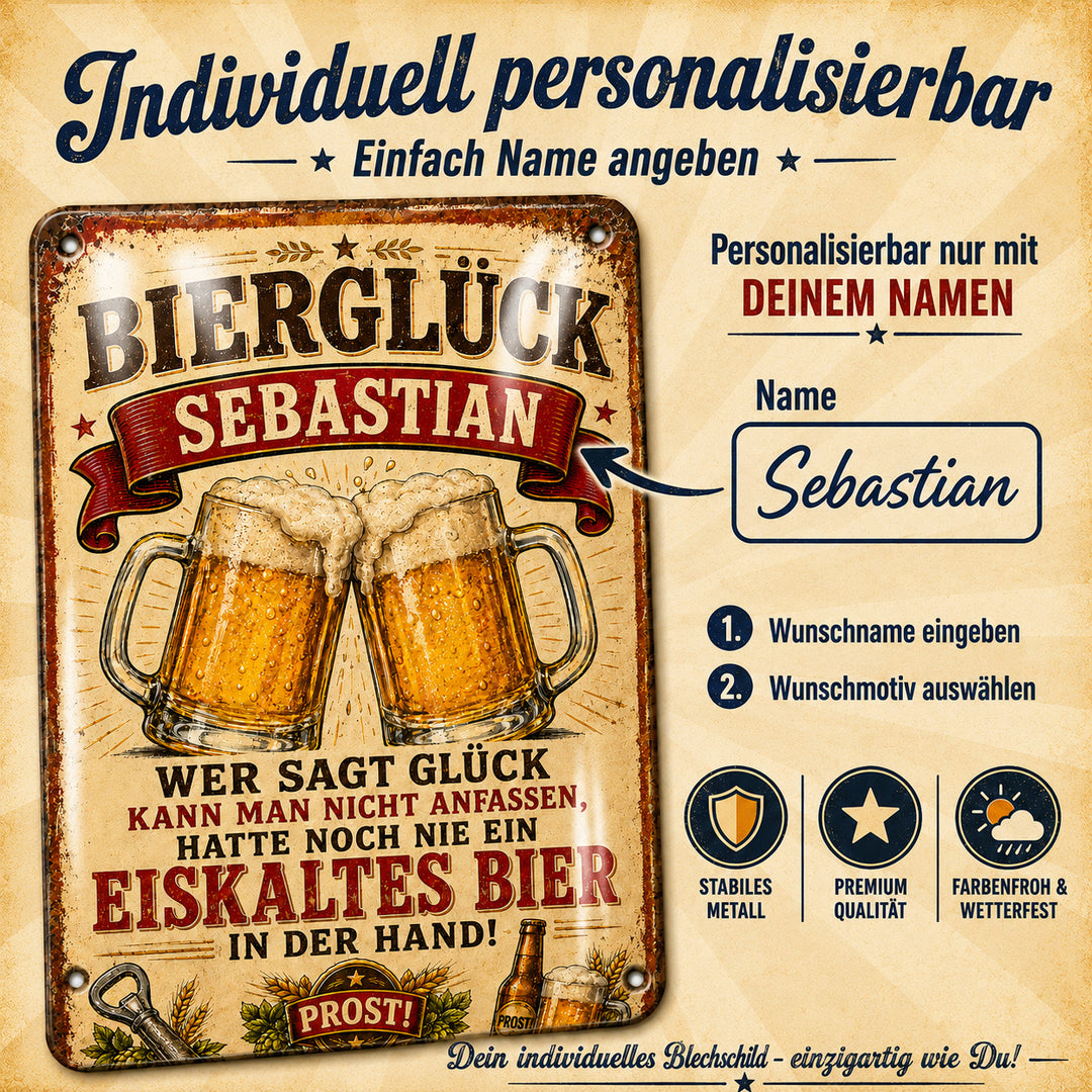 Bierglück – Ein eiskaltes Bier in der Hand – personalisiertes Leotie Metallschild, 20 × 30 cm – Produktabbildung 5