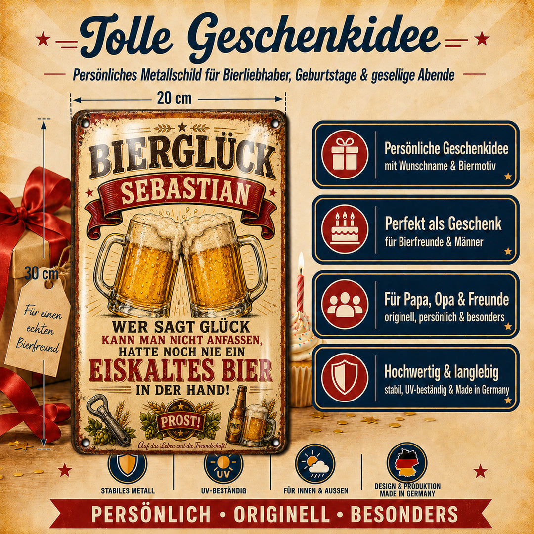 Bierglück – Ein eiskaltes Bier in der Hand – personalisiertes Leotie Metallschild, 20 × 30 cm – Produktabbildung 6
