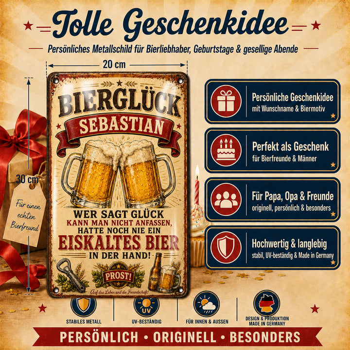 Bierglück – Ein eiskaltes Bier in der Hand – personalisiertes Leotie Metallschild, 20 × 30 cm – Produktabbildung 6