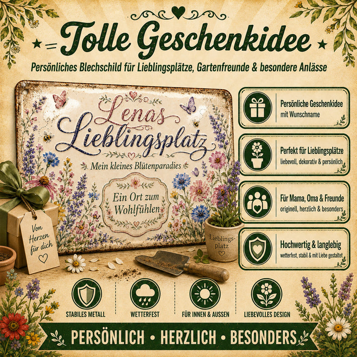Lieblingsplatz – Ein Ort zum Wohlfühlen – personalisiertes Leotie Metallschild, 30 × 20 cm – Produktabbildung 2