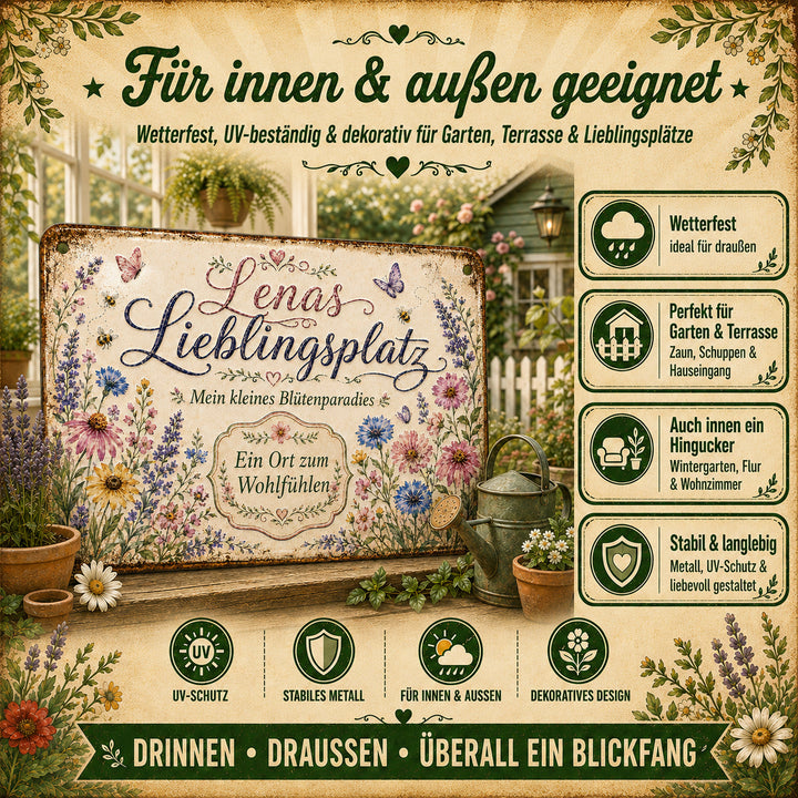 Lieblingsplatz – Ein Ort zum Wohlfühlen – personalisiertes Leotie Metallschild, 30 × 20 cm – Produktabbildung 4