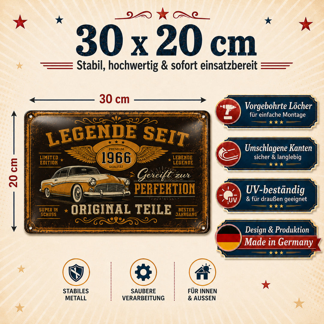 Legende seit – Gereift zur Perfektion – personalisiertes Leotie Metallschild, 30 × 20 cm – Produktabbildung 2