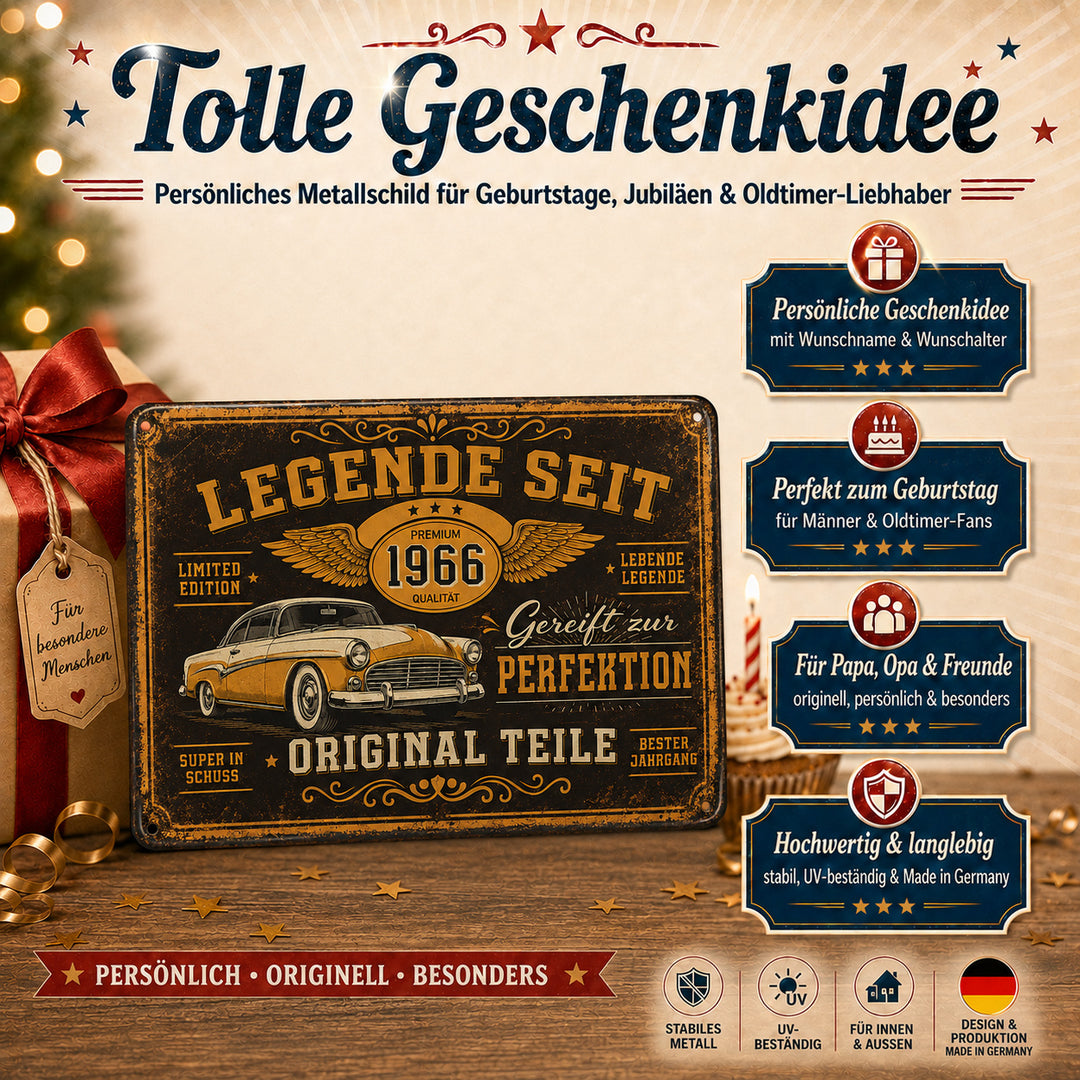 Legende seit – Gereift zur Perfektion – personalisiertes Leotie Metallschild, 30 × 20 cm – Produktabbildung 5