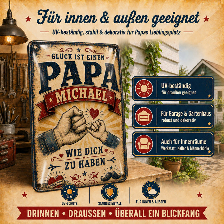 Glück ist einen Papa wie dich zu haben – personalisiertes Leotie Metallschild, 20 × 30 cm – Produktabbildung 5