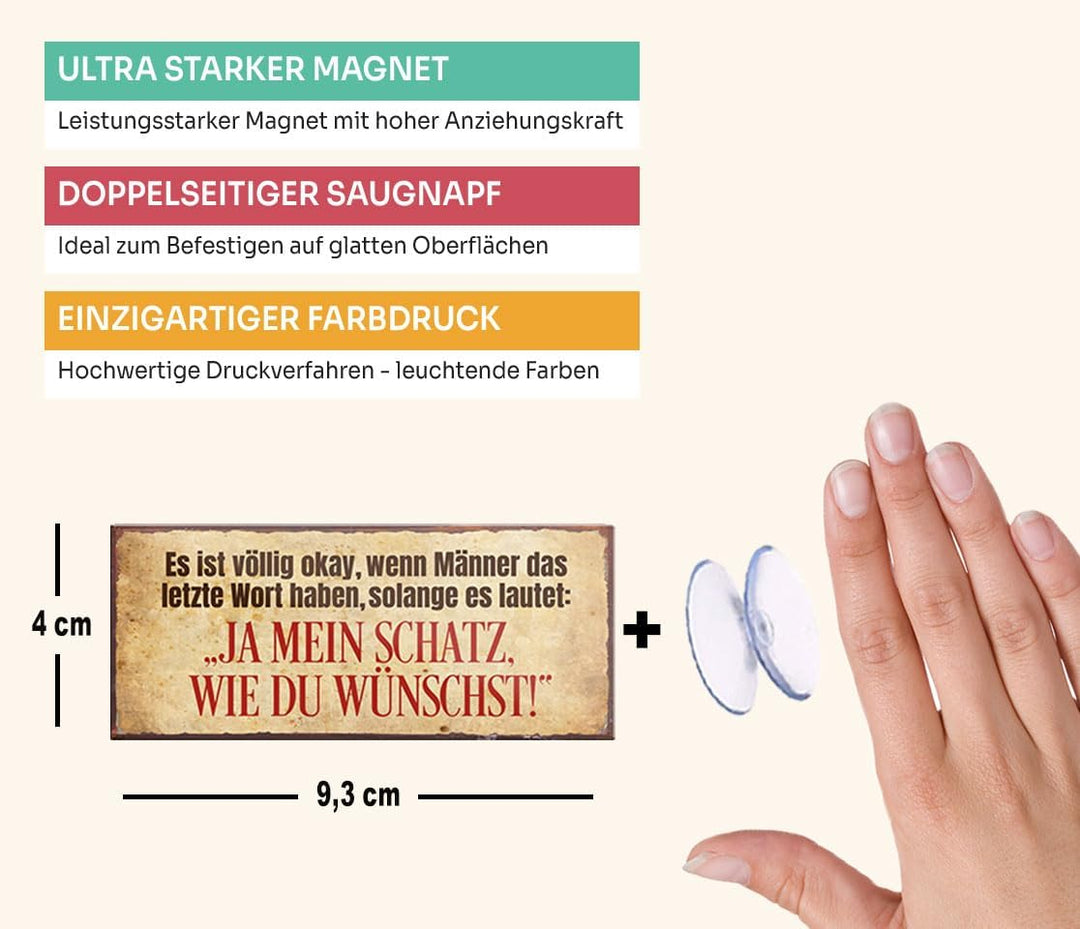 schilderkreis24 – Magnet Lustiger Spruch “..wenn Männer das letzte Wort haben..“ Deko Geschenkidee Mann Frau 9,3x4cm