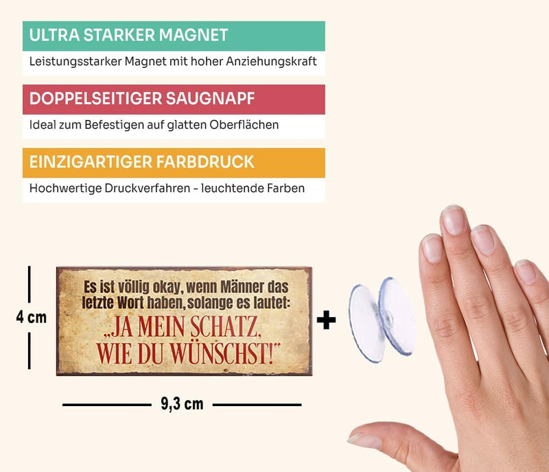 schilderkreis24 – Magnet Lustiger Spruch “..wenn Männer das letzte Wort haben..“ Deko Geschenkidee Mann Frau 9,3x4cm