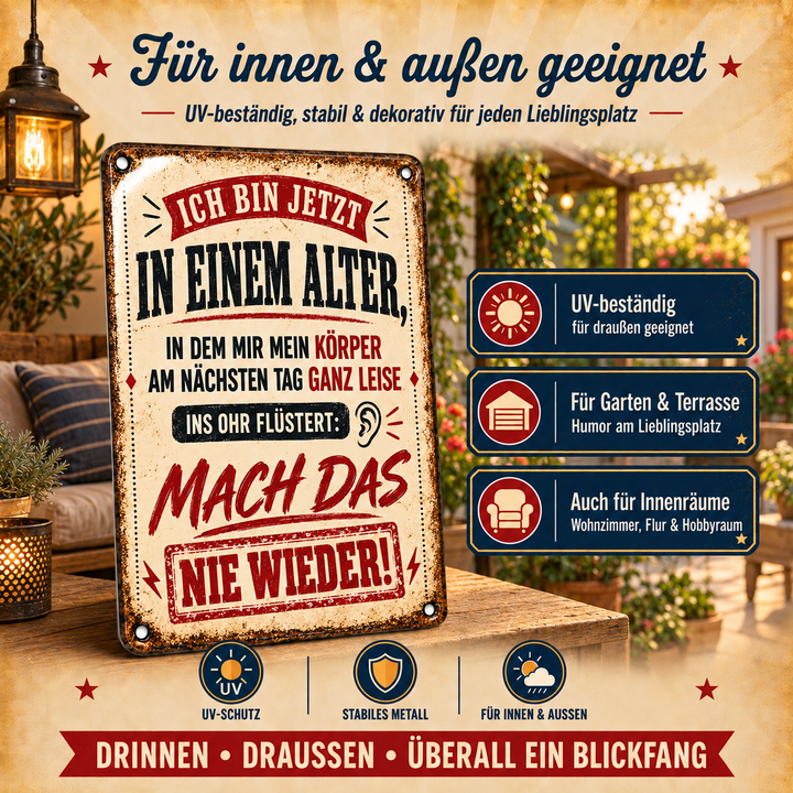 Lustiges Alter Metallschild – Mach das nie wieder von Leotie – Dekoration für innen und außen, 20 × 30 cm