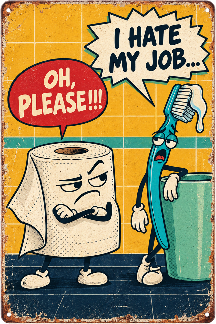Lustiges WC-Metallschild – I hate my job von Leotie – Motivansicht, 20 × 30 cm