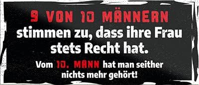 schilderkreis24 – Magnet Lustiger Spruch “9 von 10 Männern“ Deko Geschenkidee Mann 9,3x4cm