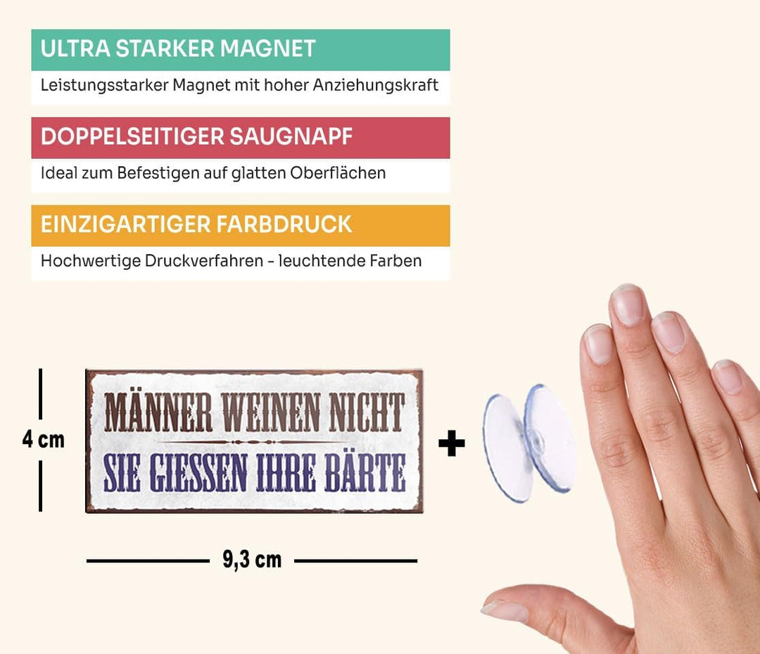 schilderkreis24 – Magnet Lustiger Spruch “Männer weinen Nicht“ Deko Geschenkidee Mann 9,3x4cm