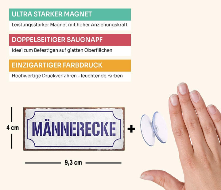 schilderkreis24 – Magnet Lustiger Spruch “Männerecke“ Deko Geschenkidee Mann 9,3x4cm