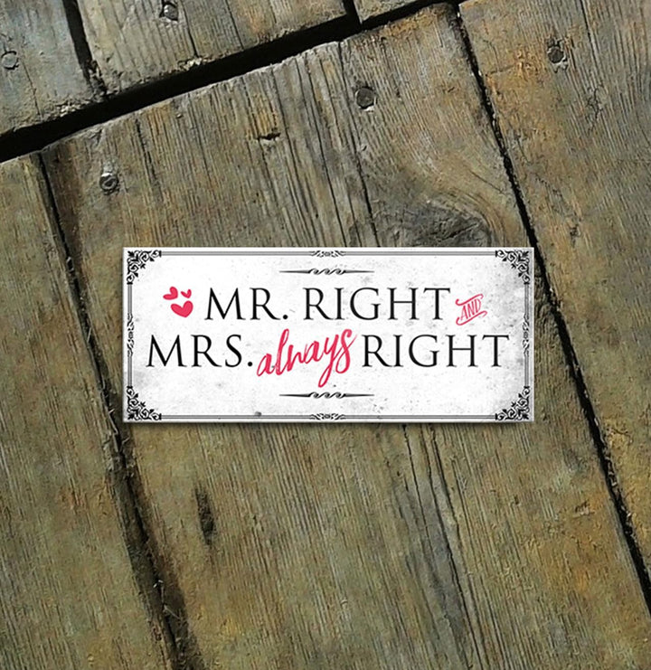 schilderkreis24 – Magnet Lustiger Spruch “Mr.Right and Mrs.Always Right“ Deko Geschenkidee Mann Frau 9,3x4cm