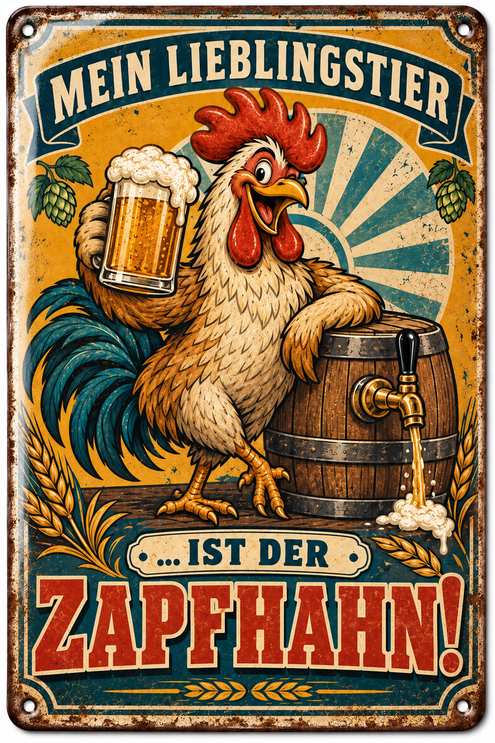 Mein Lieblingstier ist der Zapfhahn Metallschild von Leotie – Titelbild mit Schimmereffekt, 20 × 30 cm
