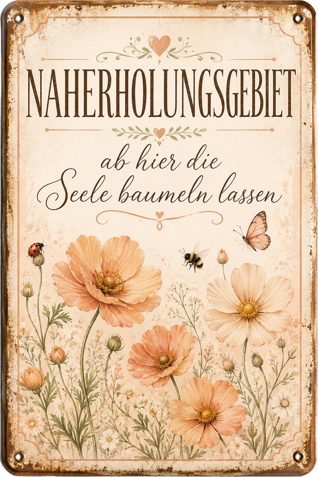 Naherholungsgebiet Metallschild – Seele baumeln lassen von Leotie – Motivansicht, 20 × 30 cm