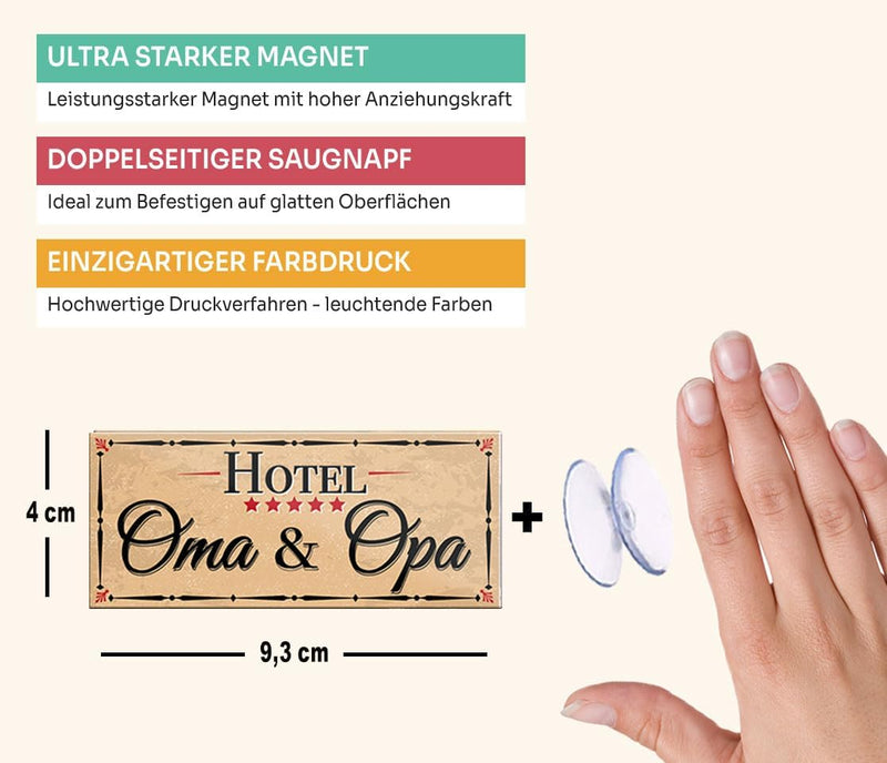 schilderkreis24 – Magnet Lustiger Spruch “Hotel Oma & Opa“ Deko Geschenkidee Mann Frau 9,3x4cm