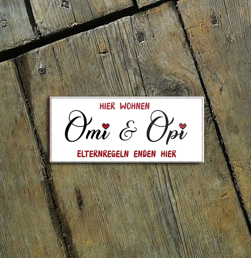 schilderkreis24 – Magnet Lustiger Spruch “Hier wohnen Omi & Opi“ Deko Geschenkidee Mann Frau 9,3x4cm