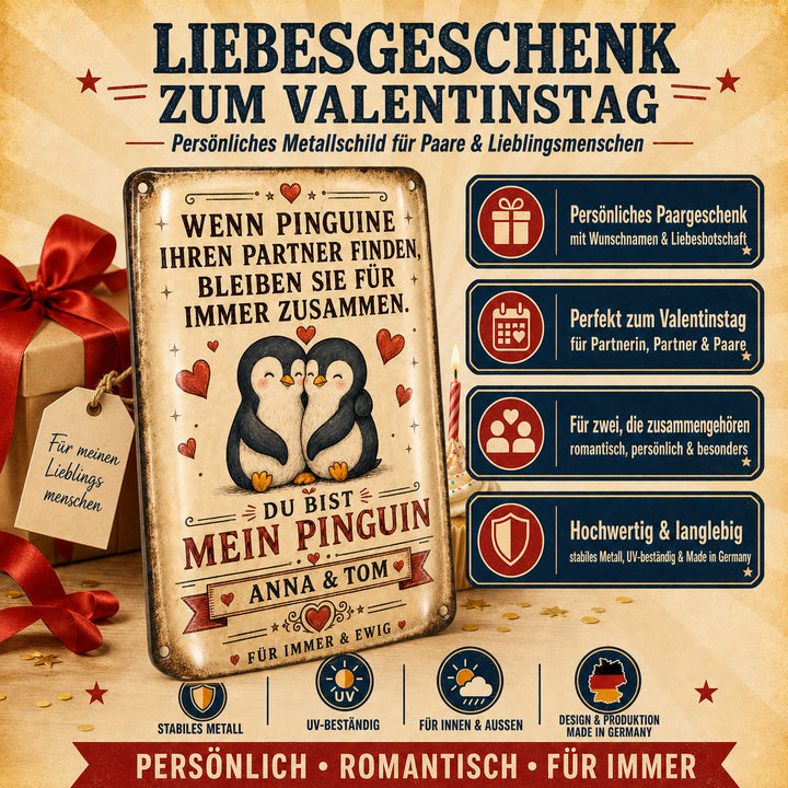 Du bist mein Pinguin – Für immer &amp; ewig – personalisiertes Leotie Metallschild, 20 × 30 cm – Produktabbildung 2