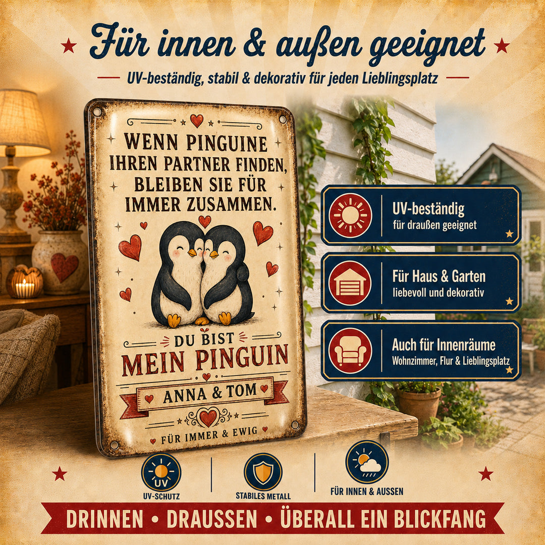 Du bist mein Pinguin – Für immer &amp; ewig – personalisiertes Leotie Metallschild, 20 × 30 cm – Produktabbildung 5