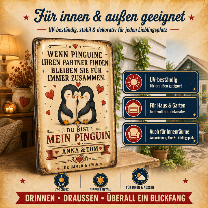 Du bist mein Pinguin – Für immer &amp; ewig – personalisiertes Leotie Metallschild, 20 × 30 cm – Produktabbildung 5