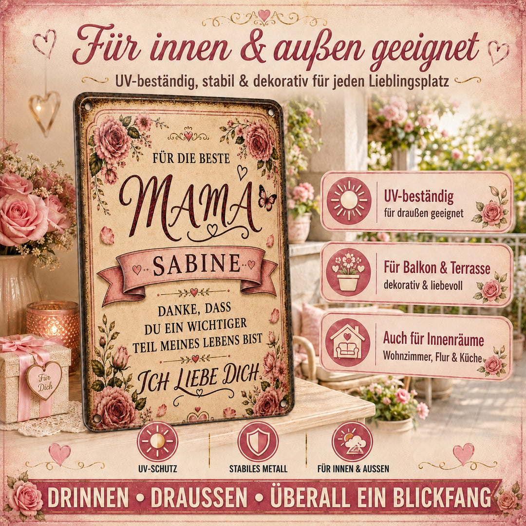 Für die beste Mama – Danke, dass es dich gibt – personalisiertes Leotie Metallschild, 20 × 30 cm – Produktabbildung 6