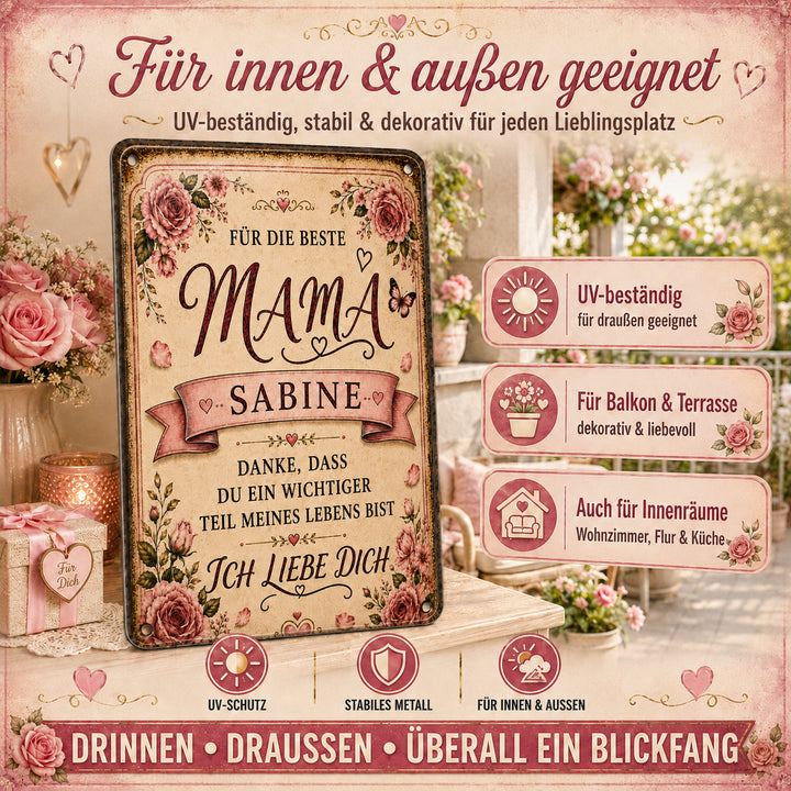 Für die beste Mama – Danke, dass es dich gibt – personalisiertes Leotie Metallschild, 20 × 30 cm – Produktabbildung 6