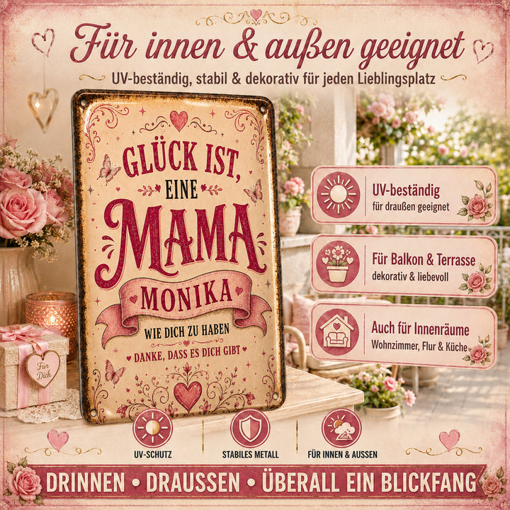 Glück ist eine Mama wie dich zu haben – personalisiertes Leotie Metallschild, 20 × 30 cm – Produktabbildung 3