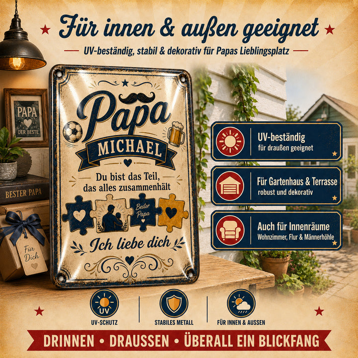 Papa – Du hältst alles zusammen – personalisiertes Leotie Metallschild, 20 × 30 cm – Produktabbildung 2