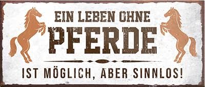 schilderkreis24 – Magnet Spruch “EIN Leben ohne Pferde..“ Deko Geschenkidee Mann Frau 9,3x4cm