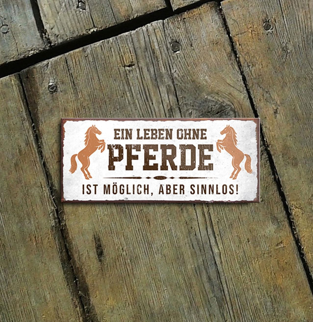 schilderkreis24 – Magnet Spruch “EIN Leben ohne Pferde..“ Deko Geschenkidee Mann Frau 9,3x4cm