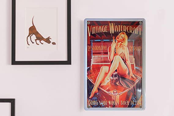 Blechschilder Pin-Up „Vintage Watercraft“ Deko Geschenkidee Mann Frau
