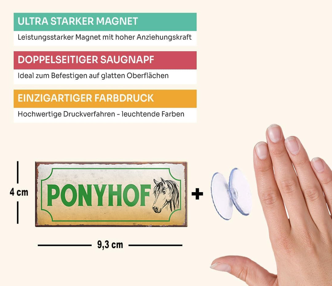 schilderkreis24 – Magnet Lustiger Spruch “Ponyhof“ Deko Geschenkidee Mann Frau 9,3x4cm