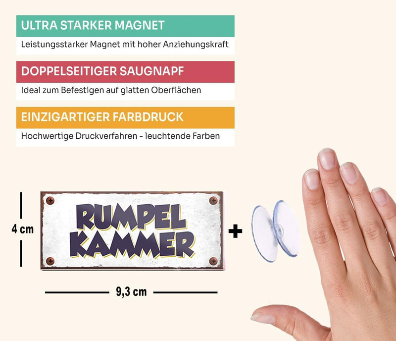 schilderkreis24 – Magnet Lustiger Spruch “Rumpel Kammer“ Deko Geschenkidee Mann Frau 9,3x4cm