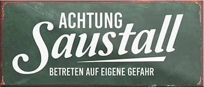 schilderkreis24 – Magnet Lustiger Spruch “Achtung Saustall“ Deko Geschenkidee Mann Frau 9,3x4cm