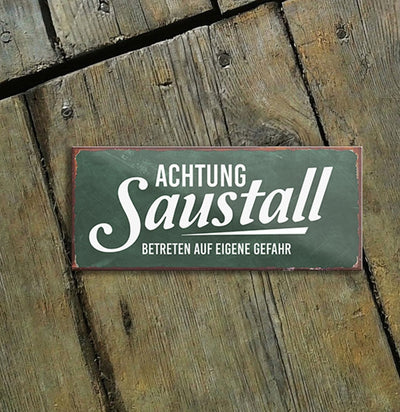 schilderkreis24 – Magnet Lustiger Spruch “Achtung Saustall“ Deko Geschenkidee Mann Frau 9,3x4cm