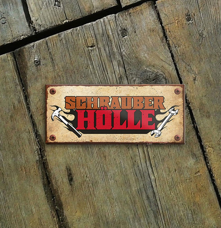 schilderkreis24 – Magnet Lustiger Spruch “Schrauber Hölle“ Deko Geschenkidee Mann Frau 9,3x4cm