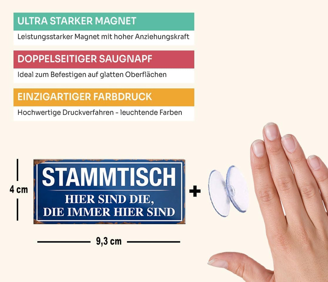 schilderkreis24 – Magnet Lustiger Spruch “Stammtisch“ Deko Geschenkidee Mann Frau 9,3x4cm