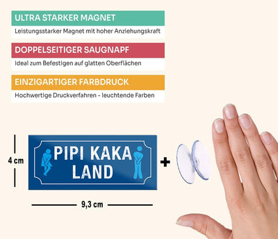 schilderkreis24 – Magnet Lustiger Spruch “PIPI Kaka Land“ Deko Geschenkidee Mann Frau 9,3x4cm