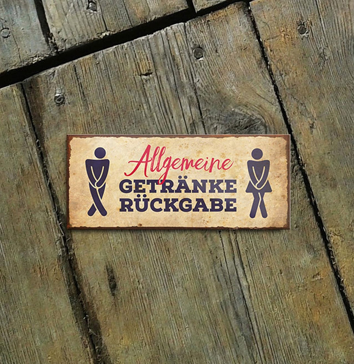 schilderkreis24 – Magnet Lustiger Toiletten Spruch “Allgemeine Getränke Rückgabe“ Deko Geschenkidee Mann Frau 9,3x4cm