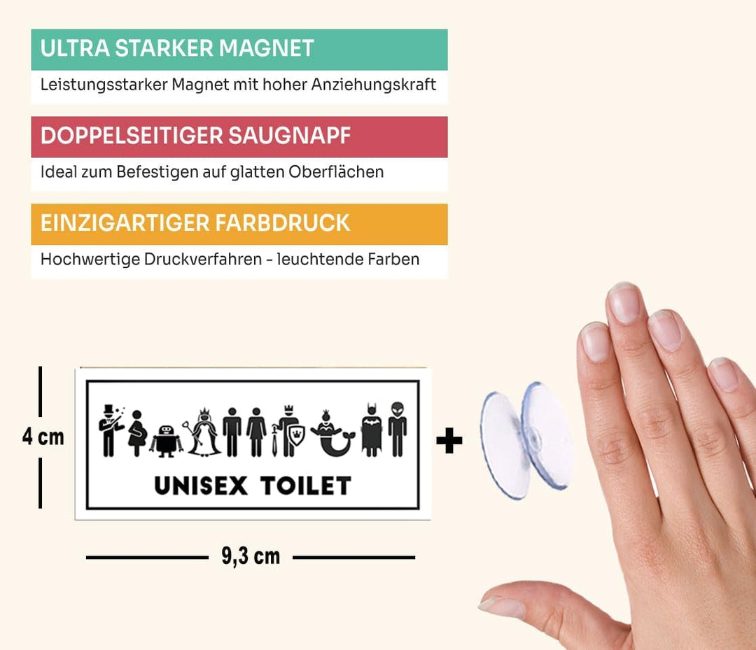 schilderkreis24 – Magnet Lustiger Spruch “Unisex Toilet“ Deko Geschenkidee Mann Frau 9,3x4cm